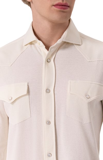 Рубашка из хл�опка и шелка BRUNELLO CUCINELLI, арт. MW8666666, фото 5