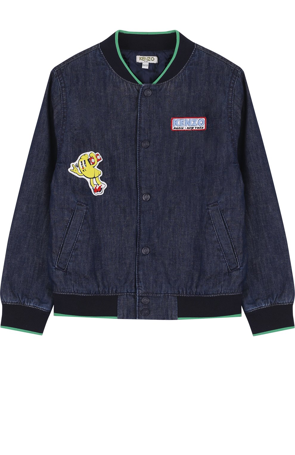 Джинсовая куртка-бомбер с нашивками KENZO, арт. KL41508/3A-6A, фото 1