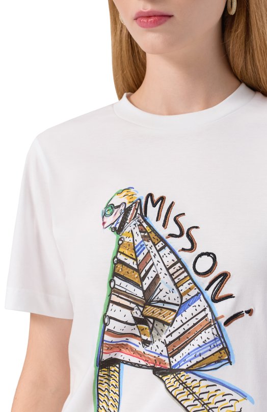 Хлопковая футболка Missoni DS25WL03/BJ00PB Белый  DS25WL03/BJ00PB Фото 5