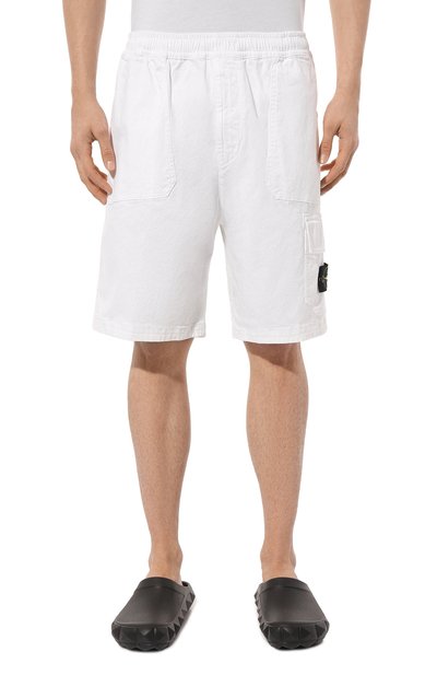 Хлопковые шорты STONE ISLAND белого цвета по цене 27900 руб., арт. 7815L0904, фото 3 Хлопковые шорты STONE ISLAND, арт. 7815L0904, фото 3
