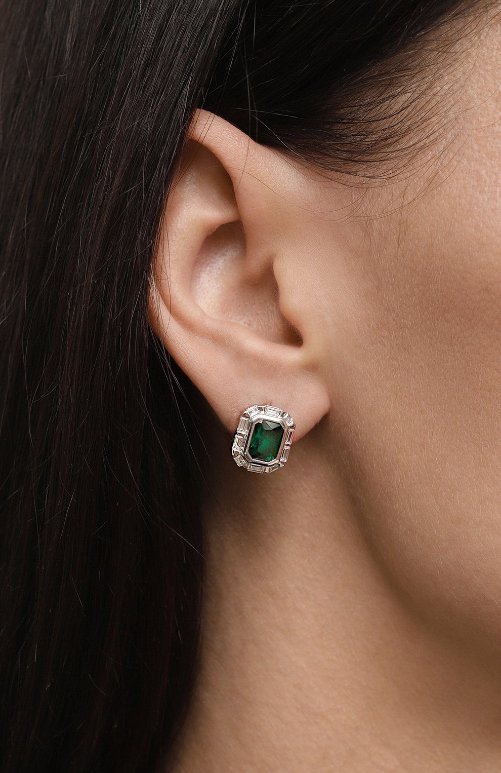 Серьги NUMBERING зеленого цвета по цене 24600 руб., арт. 3142/CZ, фото 2 Серьги NUMBERING, арт. 3142/CZ, фото 2