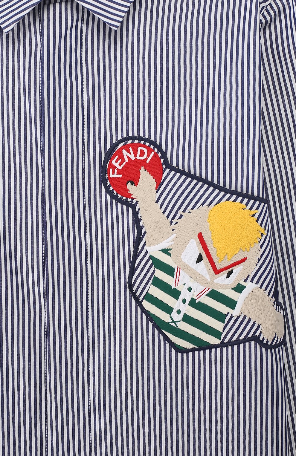 Хлопковая рубашка с нашивкой FENDI синего цвета по цене 21700 руб., арт. JMC069/A4RD/6A-8A, фото 3 Хлопковая рубашка с нашивкой FENDI, арт. JMC069/A4RD/6A-8A, фото 3