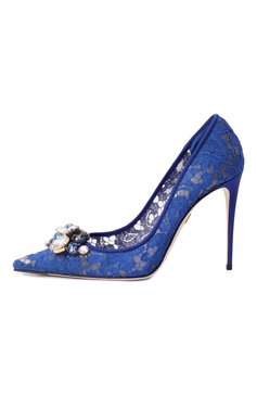Женские текстильные туфли rainbow 105 DOLCE & GABBANA синего цвета, арт. CD1823/AQ074 | Фото 4 (Материал внутренний: Текстиль; Драгоценные камни: Проставлено; Материал сплава: Проставлено; Подошва: Плоская; Материал внешний: Текстиль; Каблук высота: Высокий; Каблук тип: Шпилька)