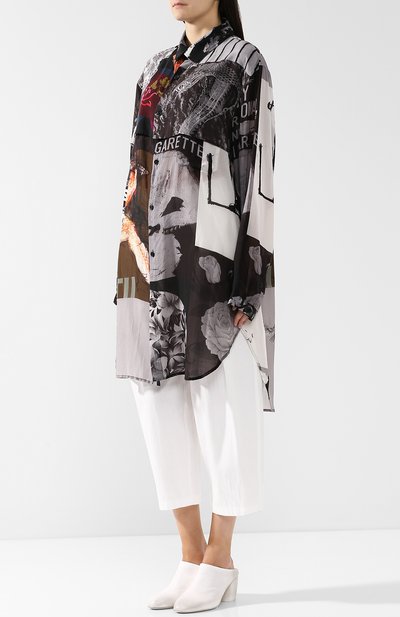 Удлиненная блуза свободного кроя с принтом YOHJI YAMAMOTO, арт. NW-B17-209, фото 3
