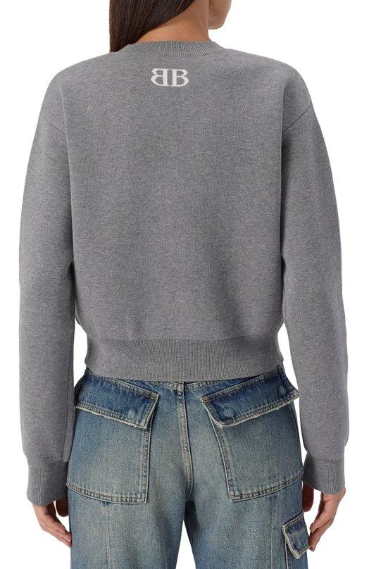 Хлопковый свитер Balenciaga 818419/T3368 Серый  818419/T3368 Фото 4