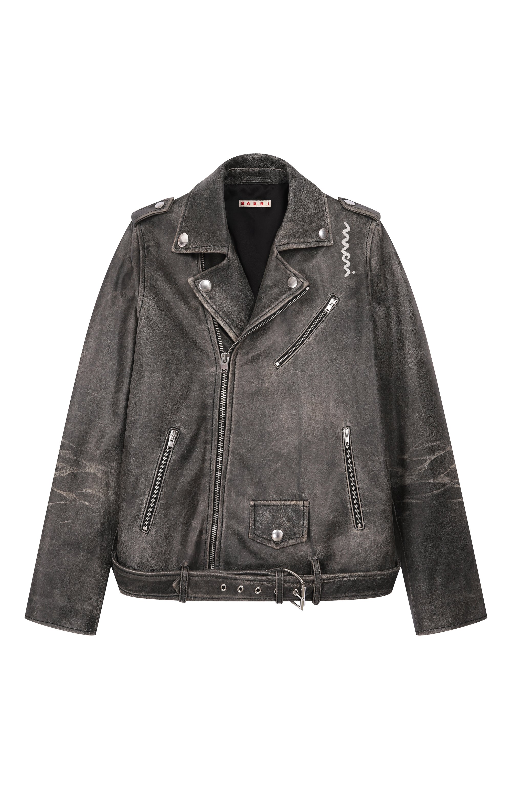 Кожаная куртка MARNI темно-серого цвета по цене 66550 руб., арт. M01585/M00VF, фото 1 Кожаная куртка MARNI, арт. M01585/M00VF, фото 1