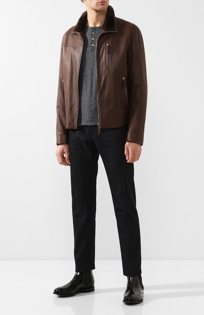 Хлопковый лонгслив-хенли TOM FORD темно-серого цвета по цене 48050 руб., арт. BR402/TFJ890, фото 2 Хлопковый лонгслив-хенли TOM FORD, арт. BR402/TFJ890, фото 2