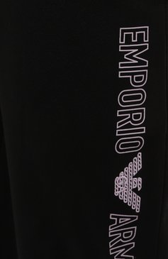 Мужские хлопковые джоггеры EMPORIO ARMANI черного цвета, арт. 111690/4R566 | Фото 5 (Длина (брюки, джинсы): Стандартные; Драгоценные камни: Проставлено; Материал внешний: Хлопок; Материал сплава: Проставлено; Силуэт М (брюки): Джоггеры; Стили: Кэжуэл)