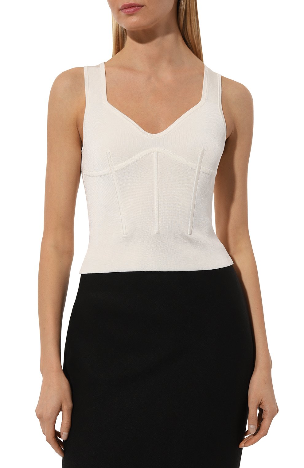 Топ из вискозы и хлопка NINA RICCI белого цвета по цене 47900 руб., арт. 24PMPU018, фото 3 Топ из вискозы и хлопка NINA RICCI, арт. 24PMPU018, фото 3