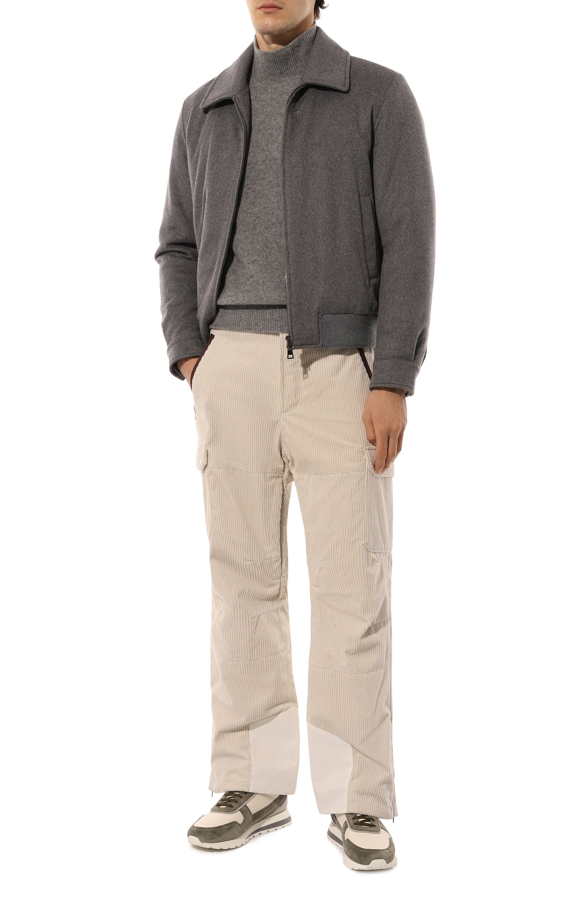 Кожаные кроссовки BRUNELLO CUCINELLI хаки цвета по цене 94150 руб., арт. MZUAVLA289, фото 2 Кожаные кроссовки BRUNELLO CUCINELLI, арт. MZUAVLA289, фото 2