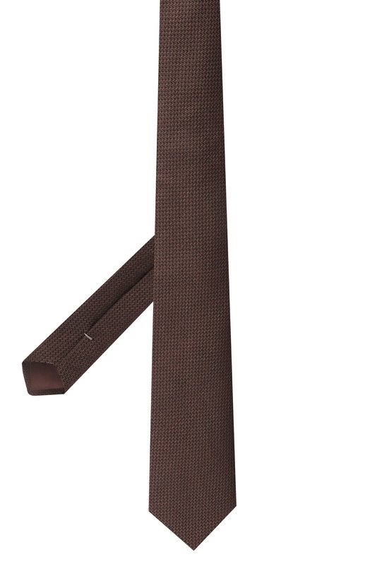 Галстук изо льна и шелка Canali 18/HJ04553 Коричневый  18/HJ04553 Фото 3