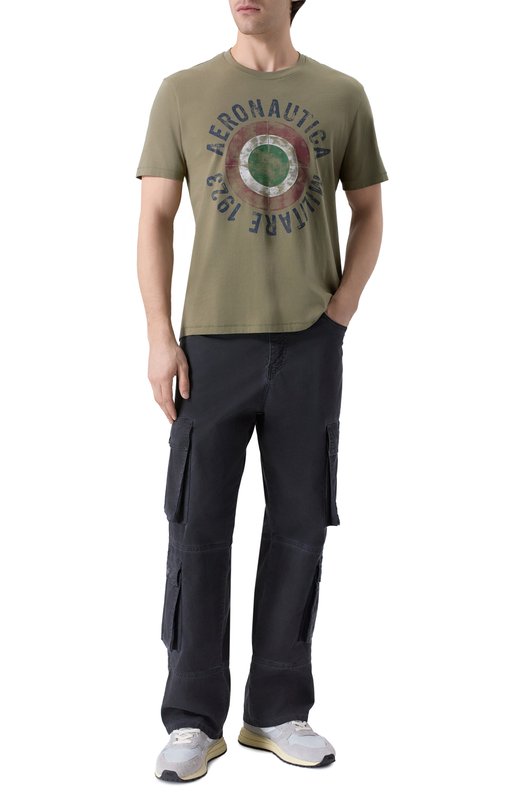 Хлопковая футболка Aeronautica Militare TS2538UJ00727 Хаки  TS2538UJ00727 Фото 2