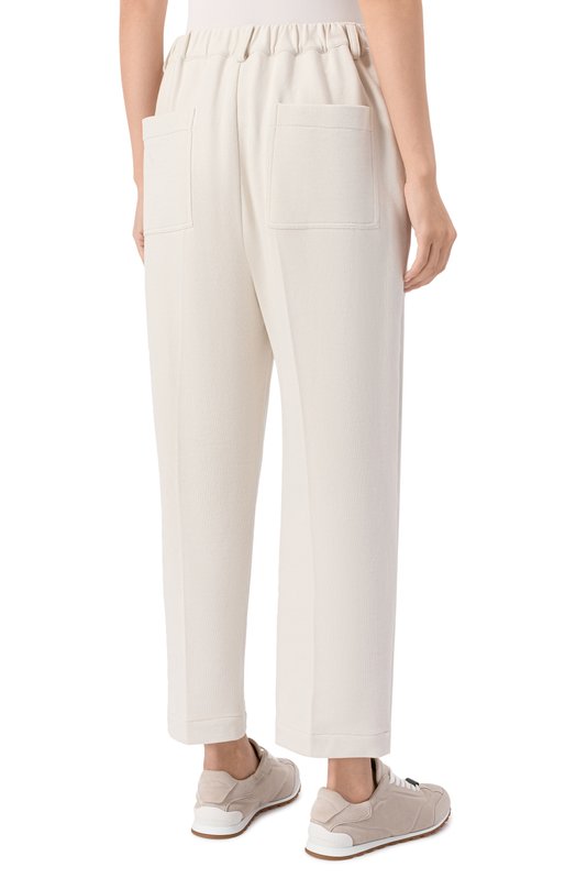 Хлопковые брюки Brunello Cucinelli MN05NSP799 Кремовый  MN05NSP799 Фото 4