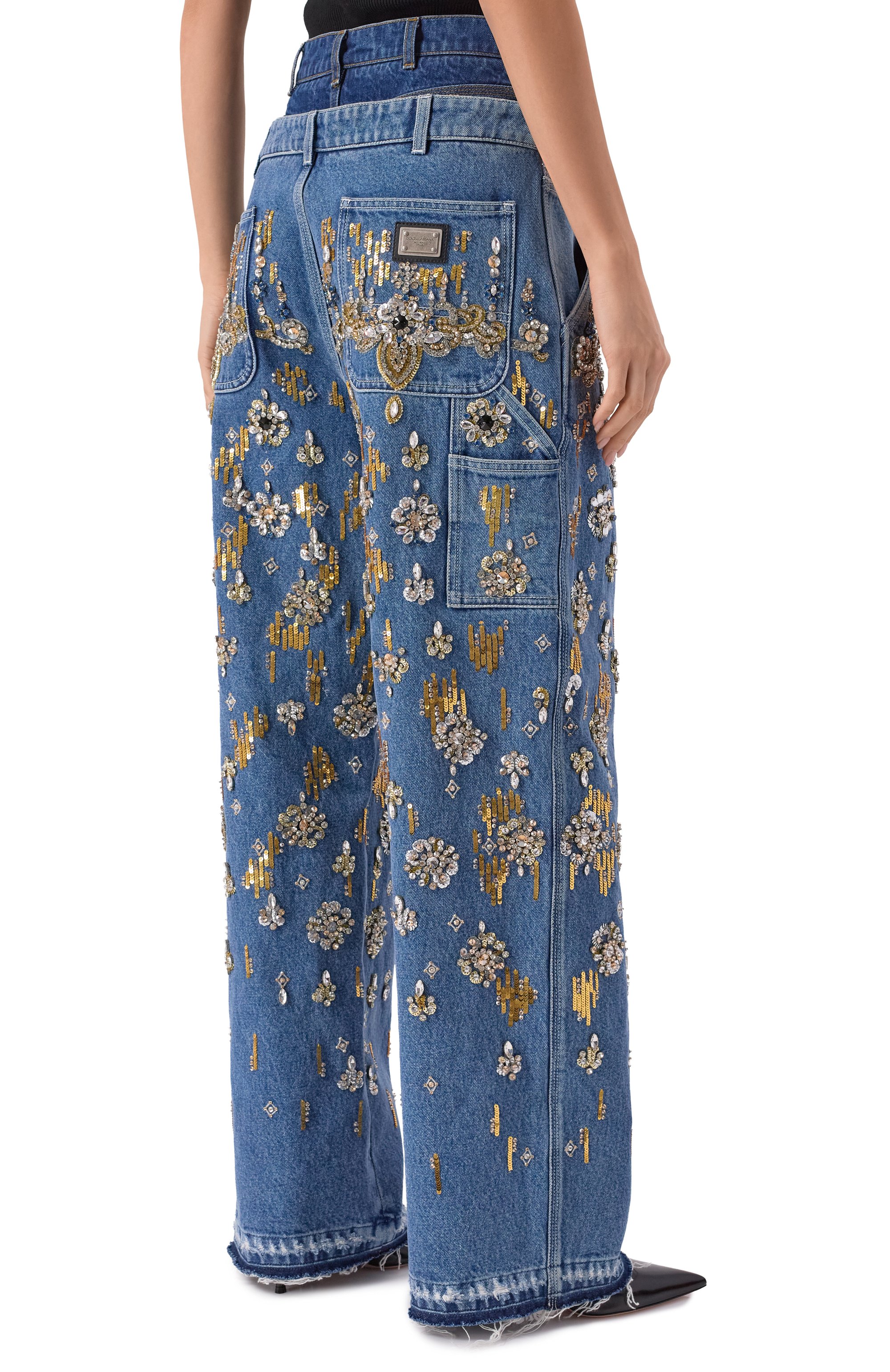 Джинсы с отделкой стразами и пайетками DOLCE & GABBANA, арт. FTDF9Z/G80G1, фото 4