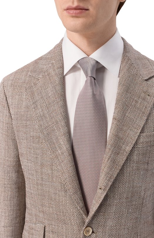 Шелковый галстук Brioni 061Q00/PD488 Бежевый  061Q00/PD488 Фото 2