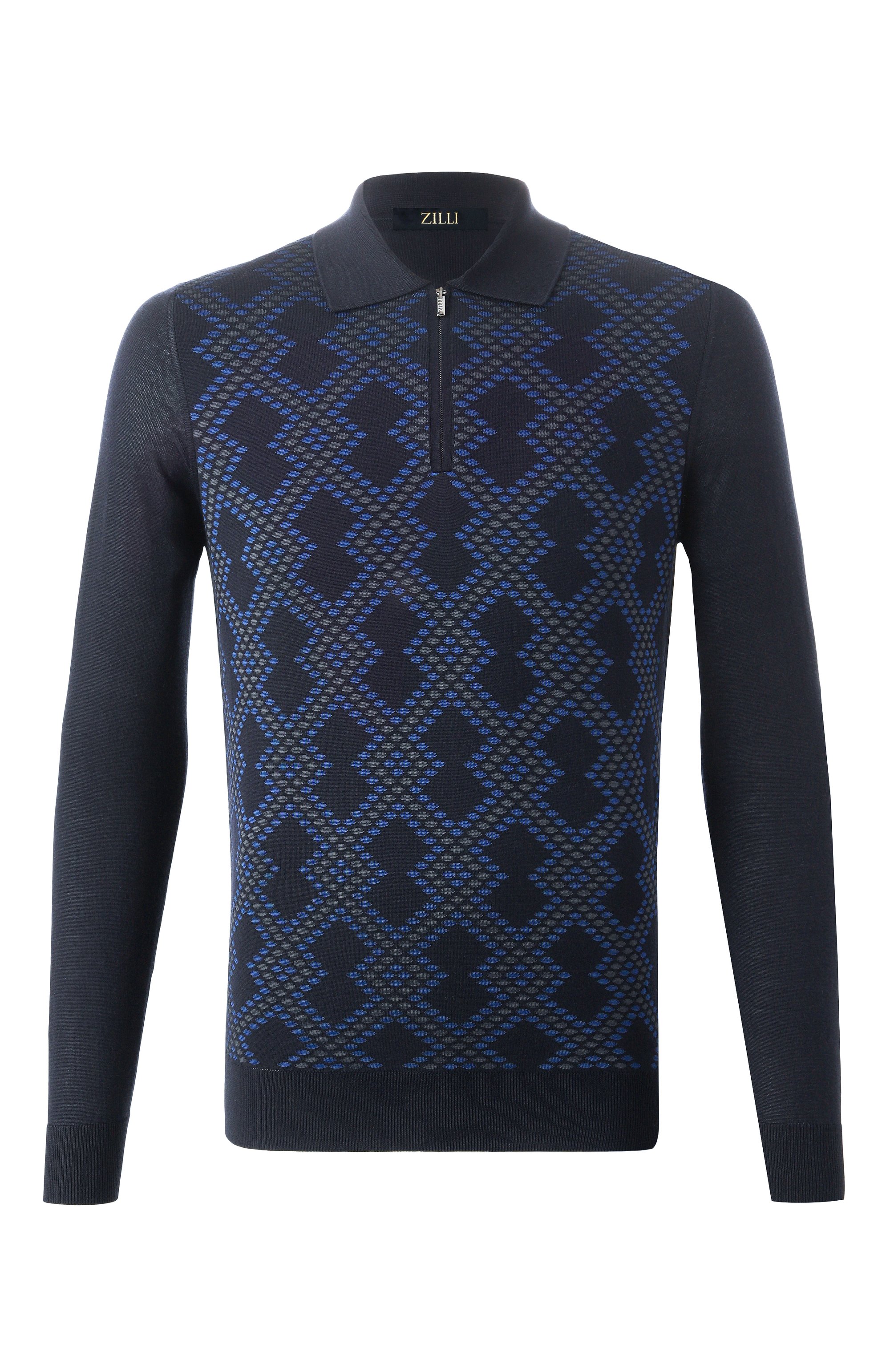 Поло из кашемира и шелка ZILLI темно-синего цвета по цене 160500 руб., арт. KZP001M0330VM0U00, фото 1 Поло из кашемира и шелка ZILLI, арт. KZP001M0330VM0U00, фото 1