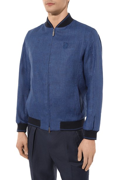 Льняной бомбер ZILLI синего цвета по цене 245000 руб., арт. MF0-84060-G13711/0001, фото 3 Льняной бомбер ZILLI, арт. MF0-84060-G13711/0001, фото 3