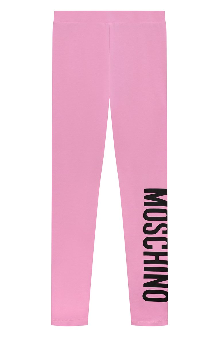 Детские хлопковые легинсы MOSCHINO розового цвета, арт. H4P047/LBA00/4-8 | Фото 1 (Материал внешний: Хлопок; Девочки Кросс-КТ: Леггинсы-одежда; Материал спла�ва: Проставлено; Нос: Не проставлено)