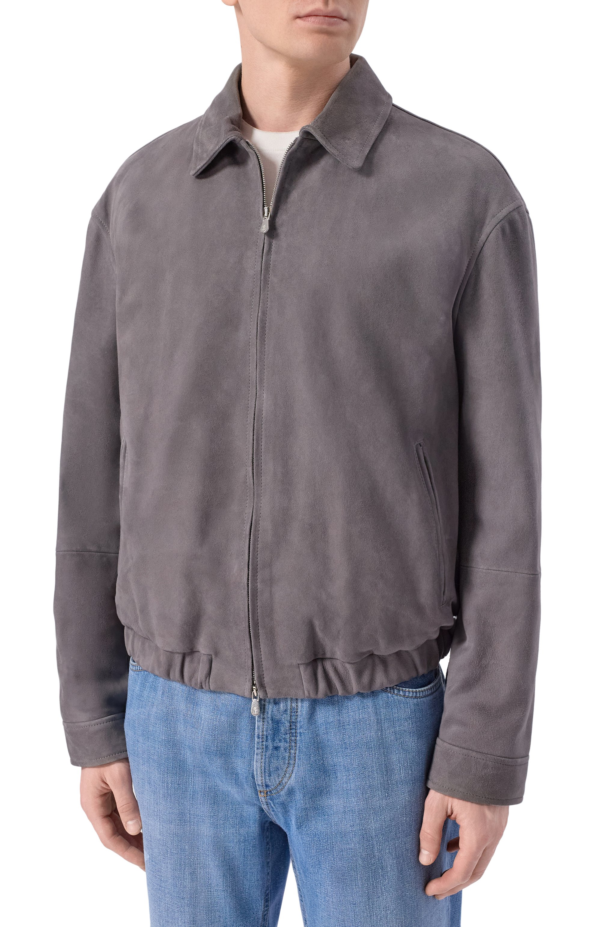 Замшевый бомбер BRUNELLO CUCINELLI серого цвета по цене 779000 руб., арт. MPCA02071, фото 3 Замшевый бомбер BRUNELLO CUCINELLI, арт. MPCA02071, фото 3