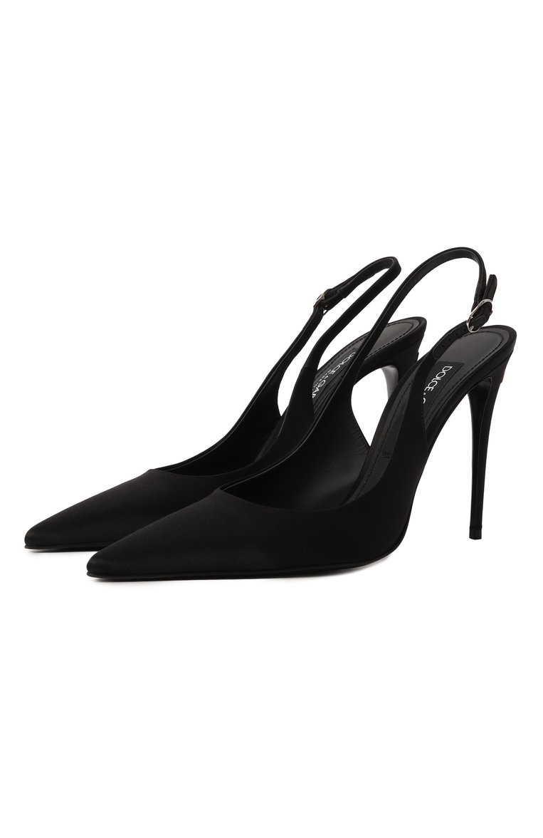 Женские текстильные туфли lollo DOLCE & GABBANA черного цвета, арт. CG0779/AV957 | Фото 1 (Материал внешний: Текстиль; Каблук тип: Шпилька; Каблук высота: Высокий; Подошва: Плоская; Материал внутренний: Натуральная кожа; Женское Кросс-КТ: Слингбэки)