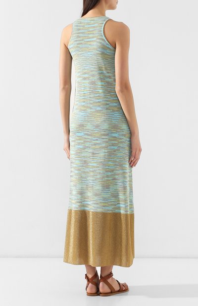 Платье из смеси вискозы и хлопка M MISSONI бирюзового цвета по цене 49950 руб., арт. 2DG00114/2K000I, фото 4 Платье из смеси вискозы и хлопка M MISSONI, арт. 2DG00114/2K000I, фото 4