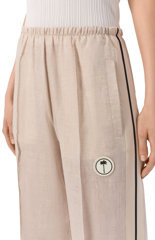 Льняные брюки Palm Angels PWCJ03CS26FAB001 Бежевый  PWCJ03CS26FAB001 Фото 5