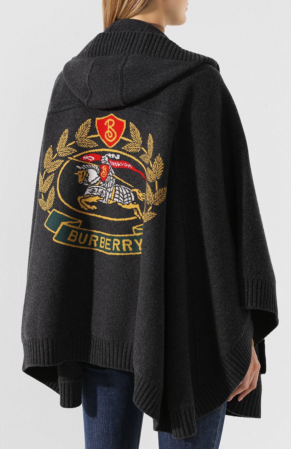 Шерстяное пончо BURBERRY темно-серого цвета по цене 199500 руб., арт. 4078522, фото 4 Шерстяное пончо BURBERRY, арт. 4078522, фото 4