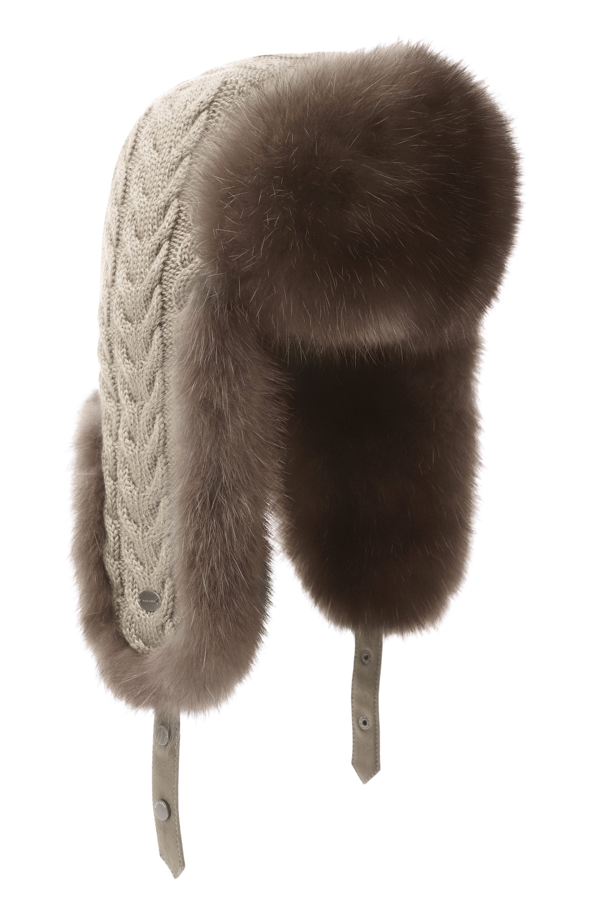 Кашемировая шапка-ушанка с мехом соболя BLACK SABLE, арт. BS-FHK-MG, фото 1