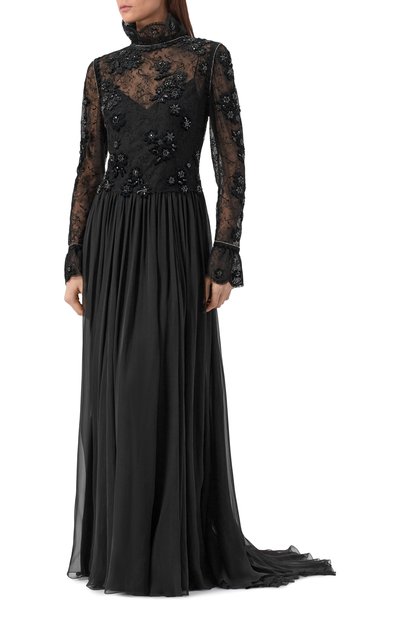 Платье с отделкой бисером и стразами VALENTINO черного цвета по цене 2390000 руб., арт. 5B3VDJS58NB, фото 2 Платье с отделкой бисером и стразами VALENTINO, арт. 5B3VDJS58NB, фото 2