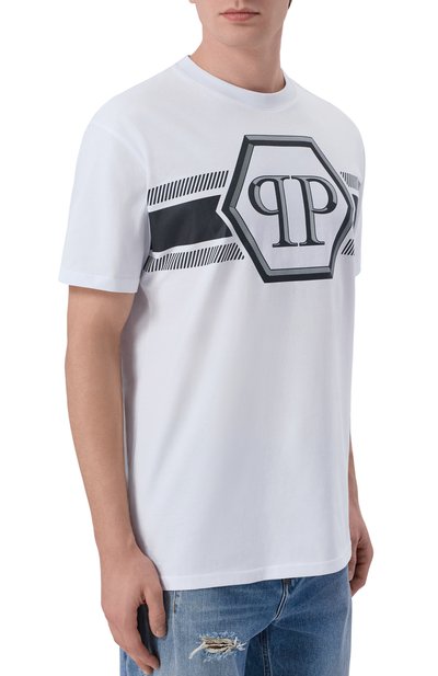 Хлопковая футболка PHILIPP PLEIN белого цвета по цене 47800 руб., арт. SAFC MTK8884 PJY002N, фото 3 Хлопковая футболка PHILIPP PLEIN, арт. SAFC MTK8884 PJY002N, фото 3