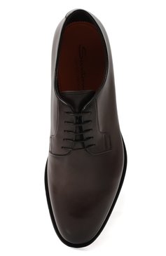 Мужские кожаные дерби SANTONI темно-коричневого цвета, арт. MCCG17837PD5H0BR | Фото 6 (Материал внутренний: Натуральная кожа; Материал сплава: Проставлено; Нос: Не проставлено; Стили: Классический)