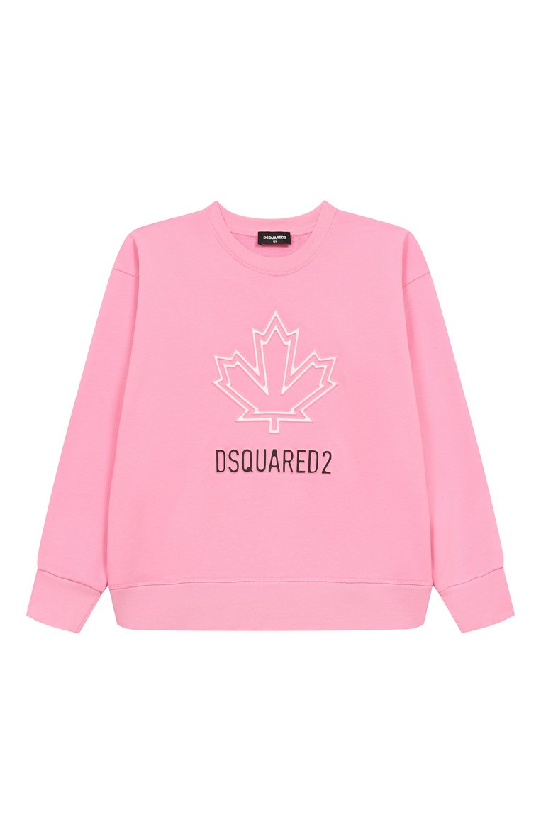 Детский хлопковый свитшот DSQUARED2 розового цвета, арт. DQ2786/D0A9U | Фото 1 (Материал внешний: Хлопок; Рукава: Длинные; Девочки Кросс-КТ: Толстовка-спорт, Свитшот-одежда; Автоматизация состава: Проставлено; Автоматизация ТО: Проставлено; Ростовка одежда: 4 года | 104 см, 6 лет | 116 см, 8 лет | 128 см, 10 - 11 лет | 140 - 146см, 13 - 15 лет | 158 см, 16 лет | 164 см)