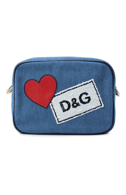 Женская сумка glam small DOLCE & GABBANA синего цвета, арт. BB6294/B9H85 | Фото 1 (Ремень/цепочка: На ремешке; Размер: small; Драгоценные камни: Проставлено; Материал: Текстиль; Материал сплава: Проставлено)