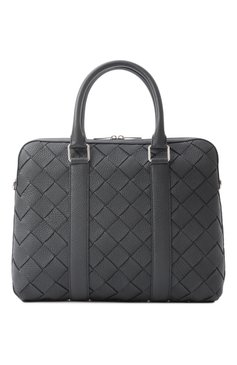 Мужская портфель intrecciato slim BOTTEGA VENETA серого цвета, арт. 799765 V4G31 | Фото 1 (Материал: Натуральная кожа; Ремень/цепочка: На ремешке; Материал сплава: Проставлено; Размер: large; Драгоценные камни: Проставлено; Сумки-технические: По�ртфели)