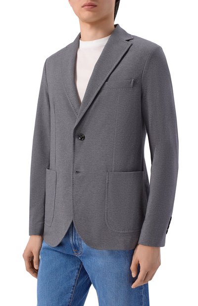 Хлопковый пиджак CIRCOLO 1901 серого цвета по цене 59850 руб., арт. CN5185, фото 3 Хлопковый пиджак CIRCOLO 1901, арт. CN5185, фото 3