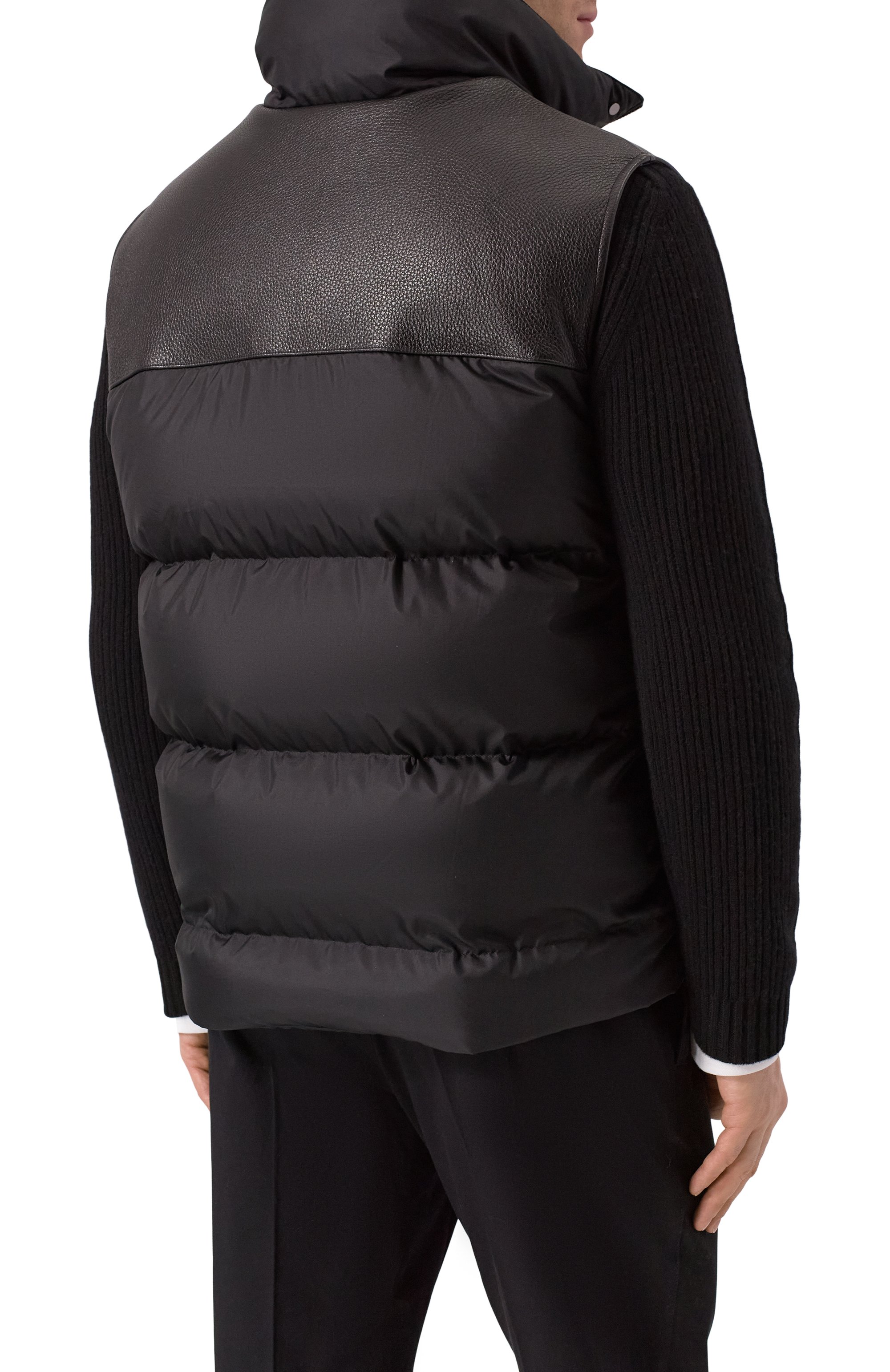 Пуховый жилет из шелка с кожаной отделкой MVST, арт. M25.1PM.0012D, фото 4