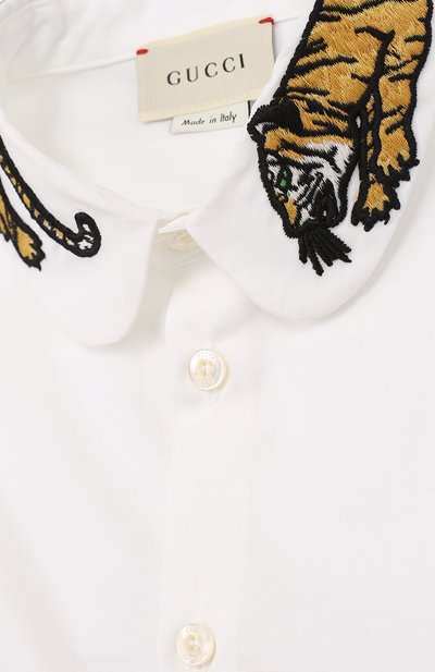 Хлопковая руба шка с аппликацией на воротнике GUCCI, арт. 479184/XBB75, фото 3