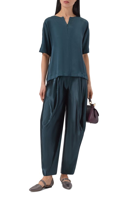 Брюки изо льна и шелка Giorgio Armani GW002502/TE10935 Зелёный  GW002502/TE10935 Фото 2