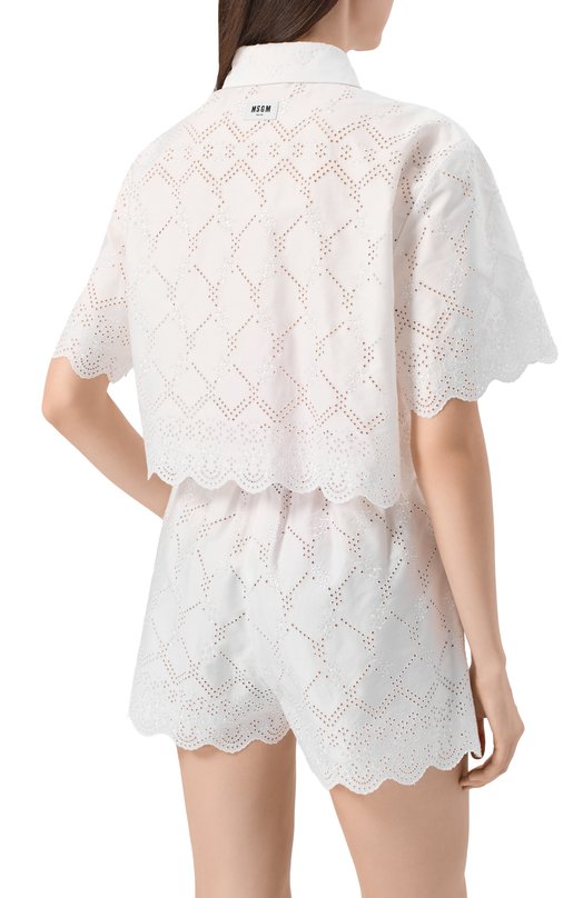 Хлопковая рубашка MSGM 4041MDE16/267122 Белый  4041MDE16/267122 Фото 4