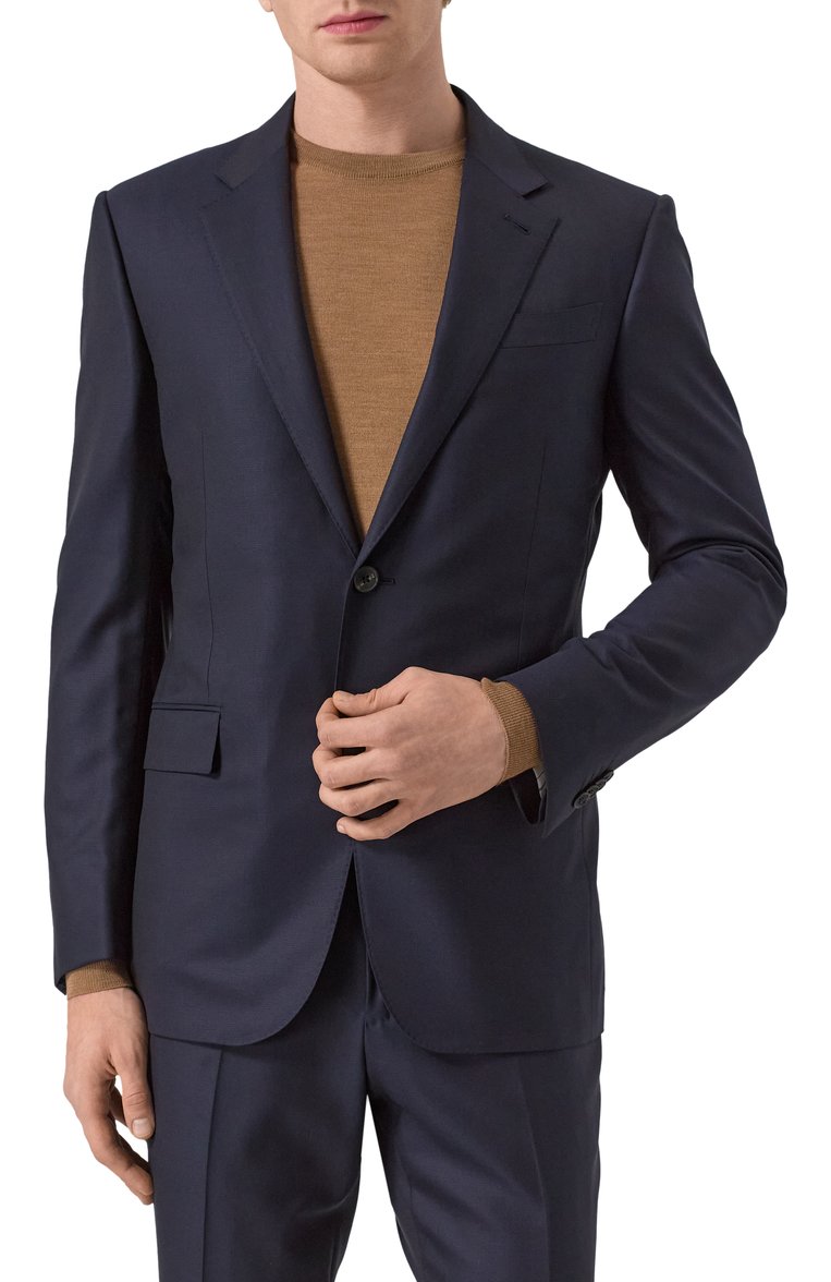 Мужской шерстяной костюм ZEGNA темно-синего цвета, арт. 221225/C22571 | Фото 4 (Материал внешний: Шерсть; Рукава: Длинные; Драгоценные камни: Проставлено; Материал сплава: Проставлено; Стили: Классический; Костюмы М: Однобортный)