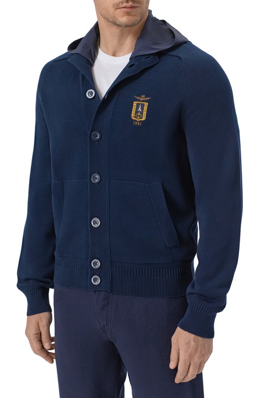 Хлопковый кардиган Aeronautica Militare AM1387UL00933 Синий  AM1387UL00933 Фото 3