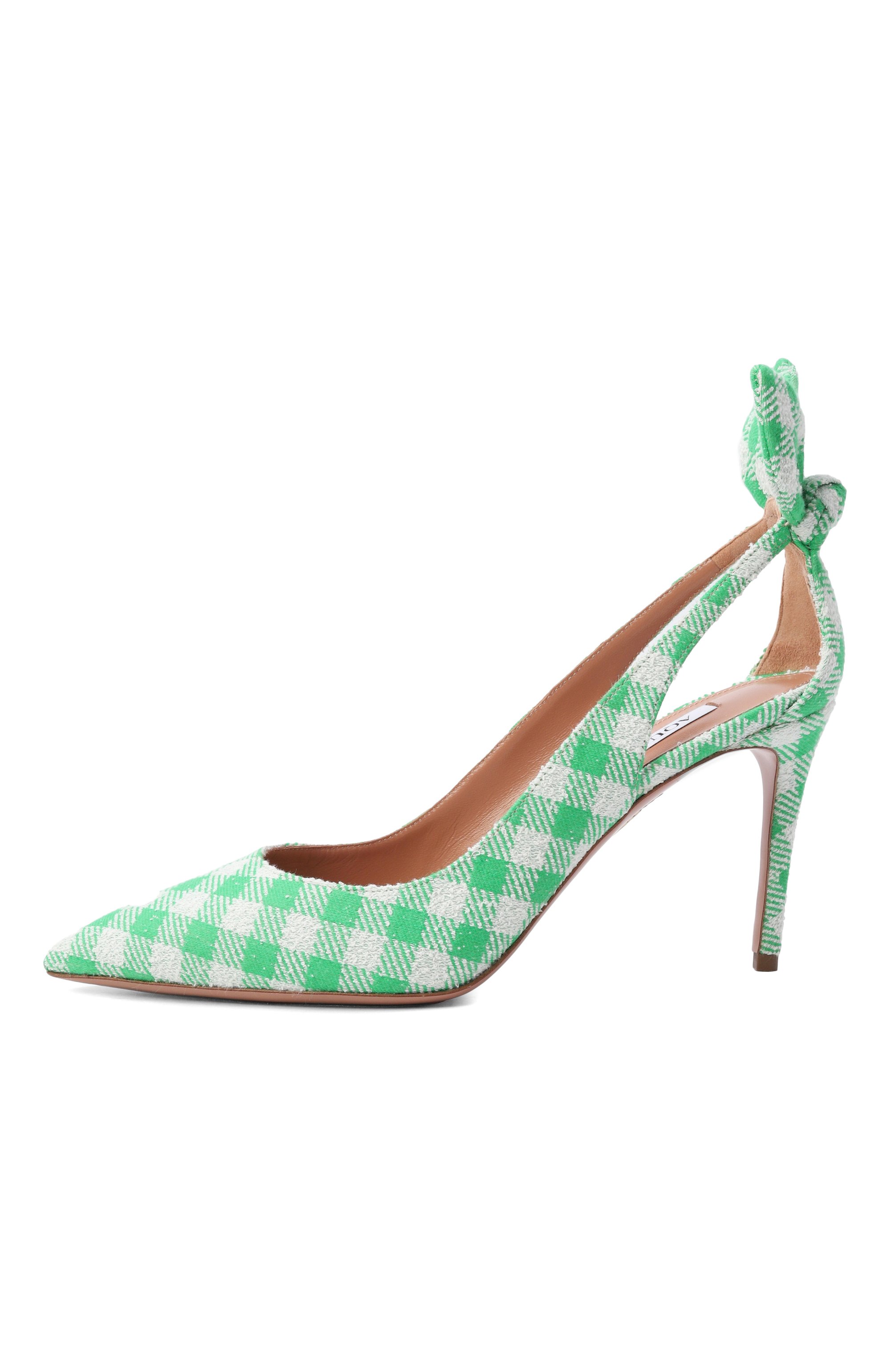 Текстильные туфли bow tie 85 AQUAZZURA, арт. DENMIDP0-PJQ-PLR, фото 4