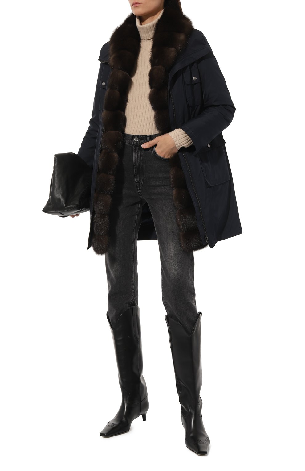 Пуховая парка с отделкой из меха соболя YVES SALOMON, арт. 20WYM08290ZIRV, фото 2