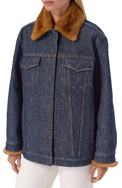 Джинсовая куртка с отделкой из норки FENDI, арт. FLF849/AW82, фото 3