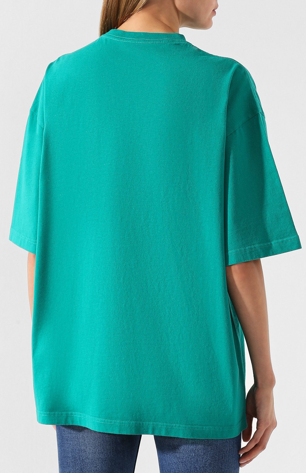 Хлопковая футболка BALENCIAGA зеленого цвета по цене 30750 руб., арт. 556109/TCV25, фото 4 Хлопковая футболка BALENCIAGA, арт. 556109/TCV25, фото 4