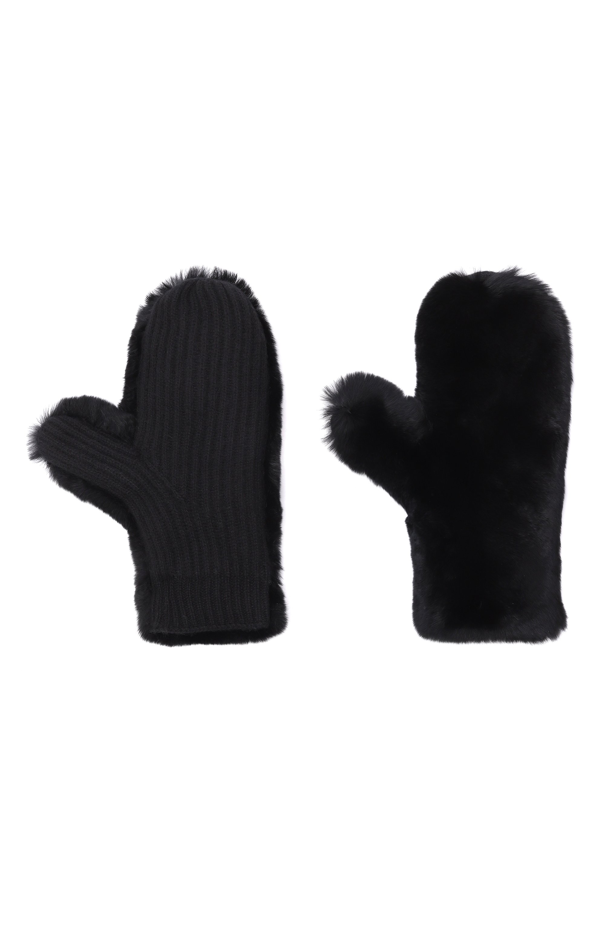 Шерстяные варежки с мехом кролика YVES SALOMON, арт. 26WAA511XXMACL, фото 3