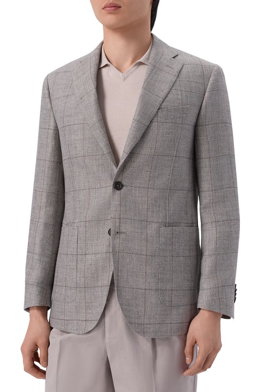 Пиджак изо льна и шерсти Corneliani 276018/2716318 Серый  276018/2716318 Фото 4