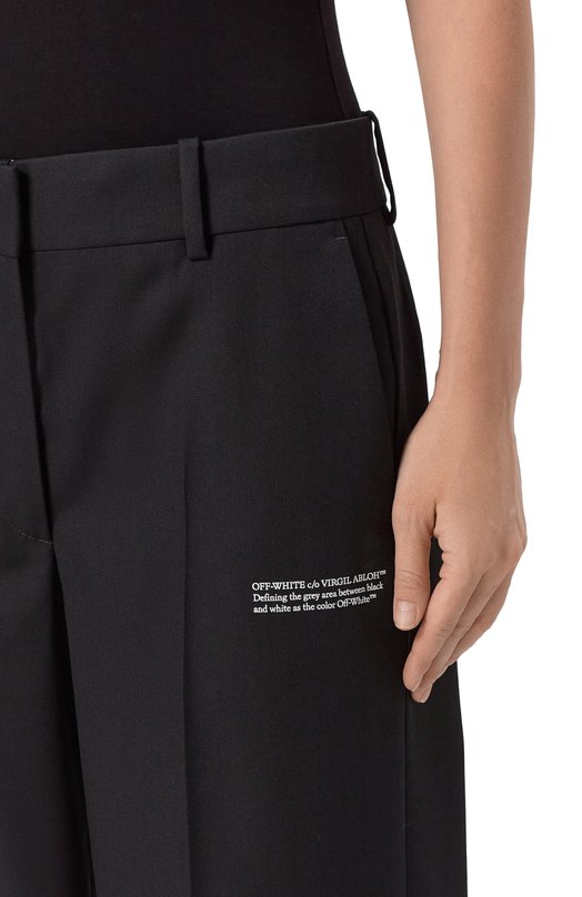 Шерстяные брюки Off-White 0WCA174C99FAB0021001 Чёрный  0WCA174C99FAB0021001 Фото 5