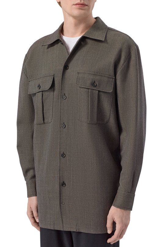 Шерстяная рубашка MM6 S62DA0064/M35636 Коричневый  S62DA0064/M35636 Фото 3