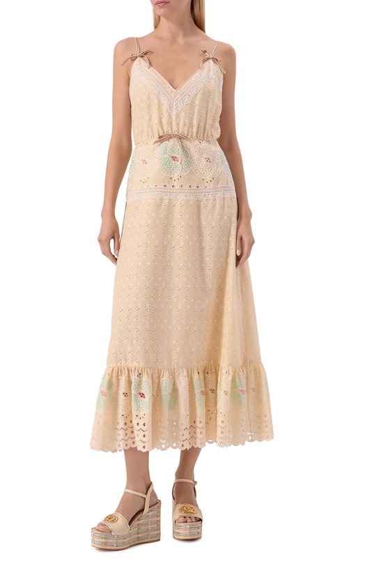 Текстильные босоножки Vlogo 120 Valentino 8W2S0LY9/EFQ Бежевый  8W2S0LY9/EFQ Фото 3